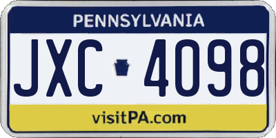 PA license plate JXC4098