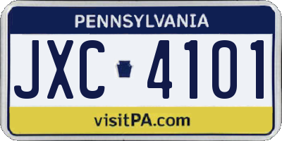 PA license plate JXC4101