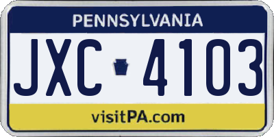 PA license plate JXC4103