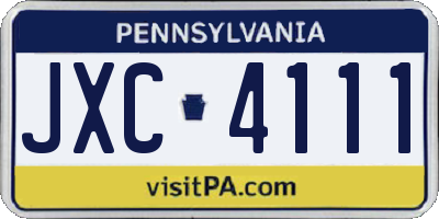 PA license plate JXC4111