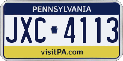 PA license plate JXC4113