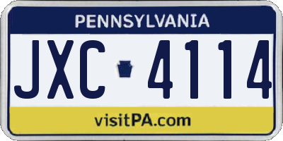 PA license plate JXC4114