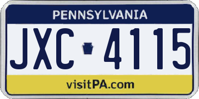 PA license plate JXC4115