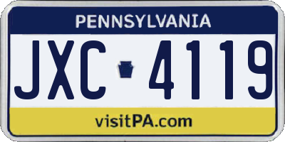 PA license plate JXC4119