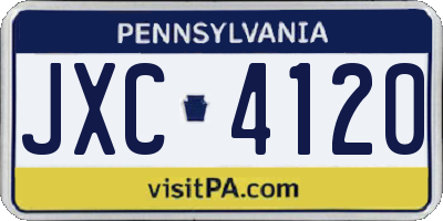PA license plate JXC4120