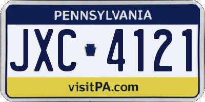 PA license plate JXC4121