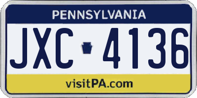 PA license plate JXC4136