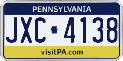 PA license plate JXC4138