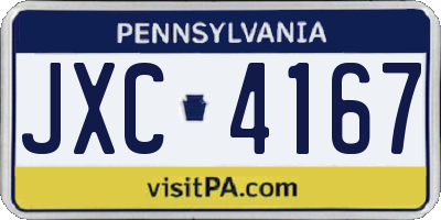PA license plate JXC4167