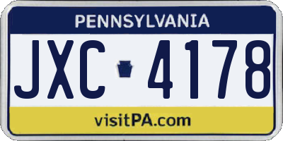 PA license plate JXC4178