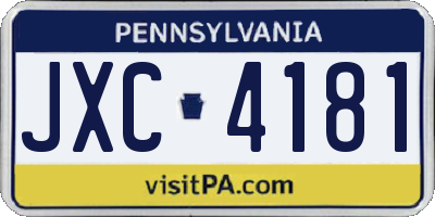 PA license plate JXC4181