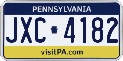 PA license plate JXC4182