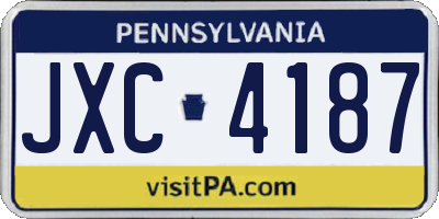 PA license plate JXC4187