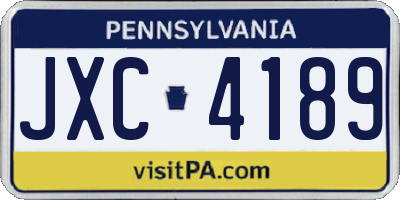 PA license plate JXC4189