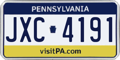 PA license plate JXC4191