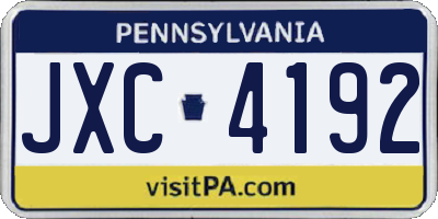 PA license plate JXC4192