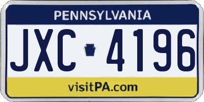 PA license plate JXC4196