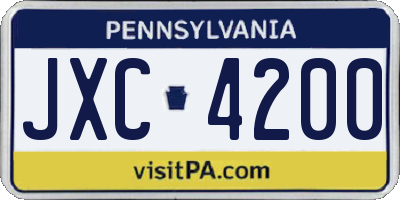 PA license plate JXC4200