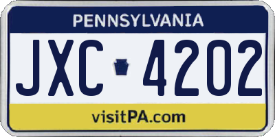 PA license plate JXC4202