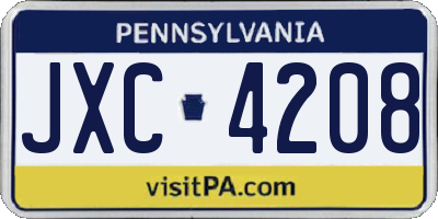 PA license plate JXC4208