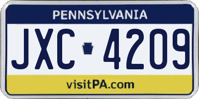 PA license plate JXC4209