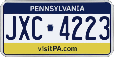 PA license plate JXC4223