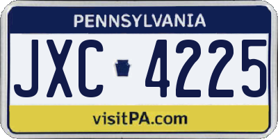 PA license plate JXC4225