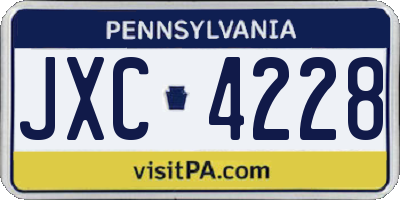 PA license plate JXC4228