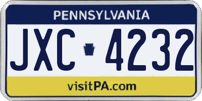 PA license plate JXC4232
