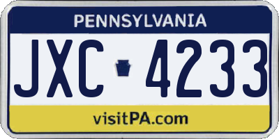 PA license plate JXC4233