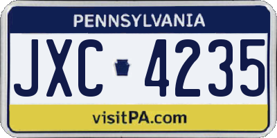 PA license plate JXC4235