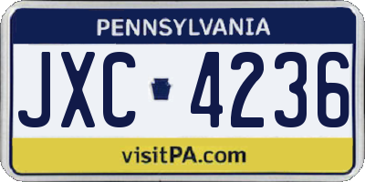 PA license plate JXC4236