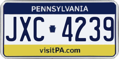 PA license plate JXC4239