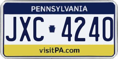 PA license plate JXC4240