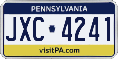 PA license plate JXC4241