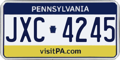 PA license plate JXC4245