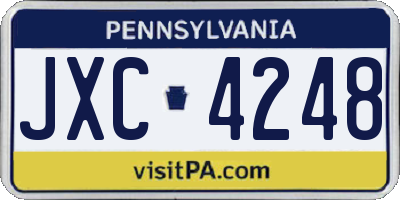 PA license plate JXC4248