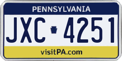 PA license plate JXC4251