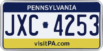 PA license plate JXC4253