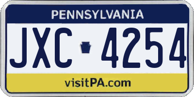 PA license plate JXC4254