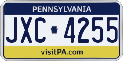 PA license plate JXC4255