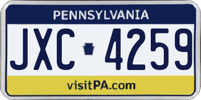 PA license plate JXC4259