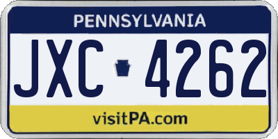 PA license plate JXC4262