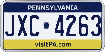 PA license plate JXC4263