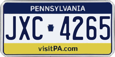 PA license plate JXC4265