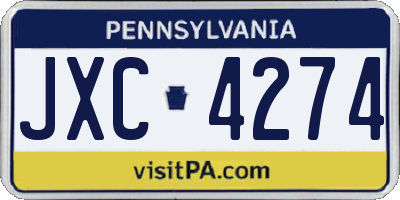 PA license plate JXC4274