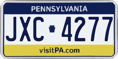 PA license plate JXC4277