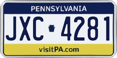 PA license plate JXC4281