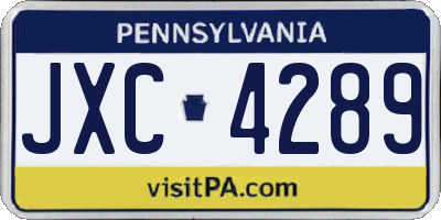 PA license plate JXC4289