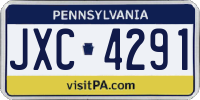 PA license plate JXC4291